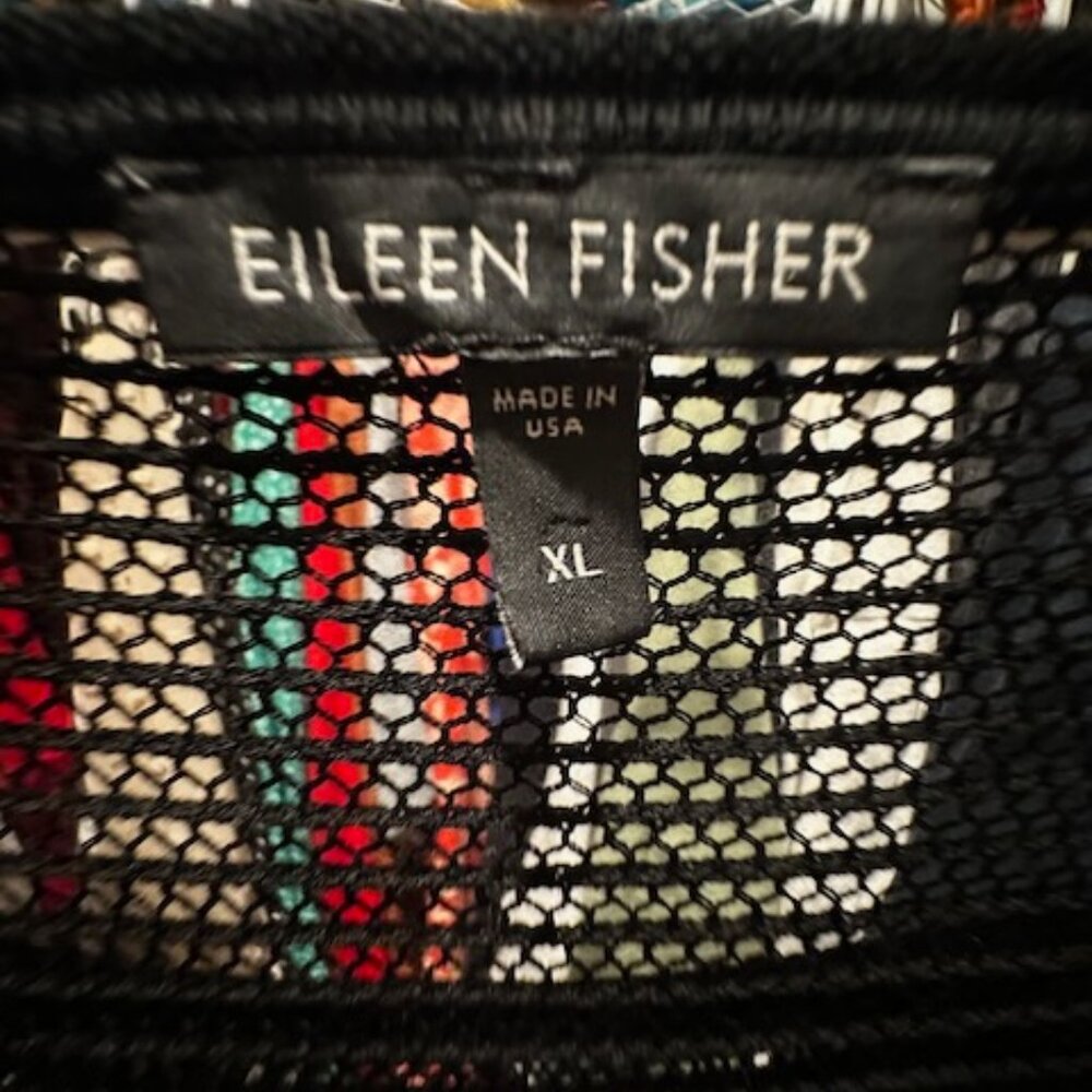 Eileen Fisher  black mesh blouse XL